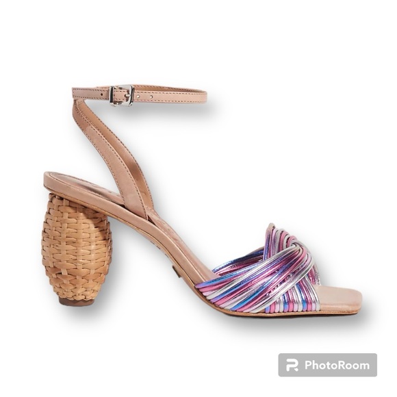 Anthropologie Shoes - Anthropologie Tanya Basketwoven Heeled Sandals Metallic Leather Sz 9